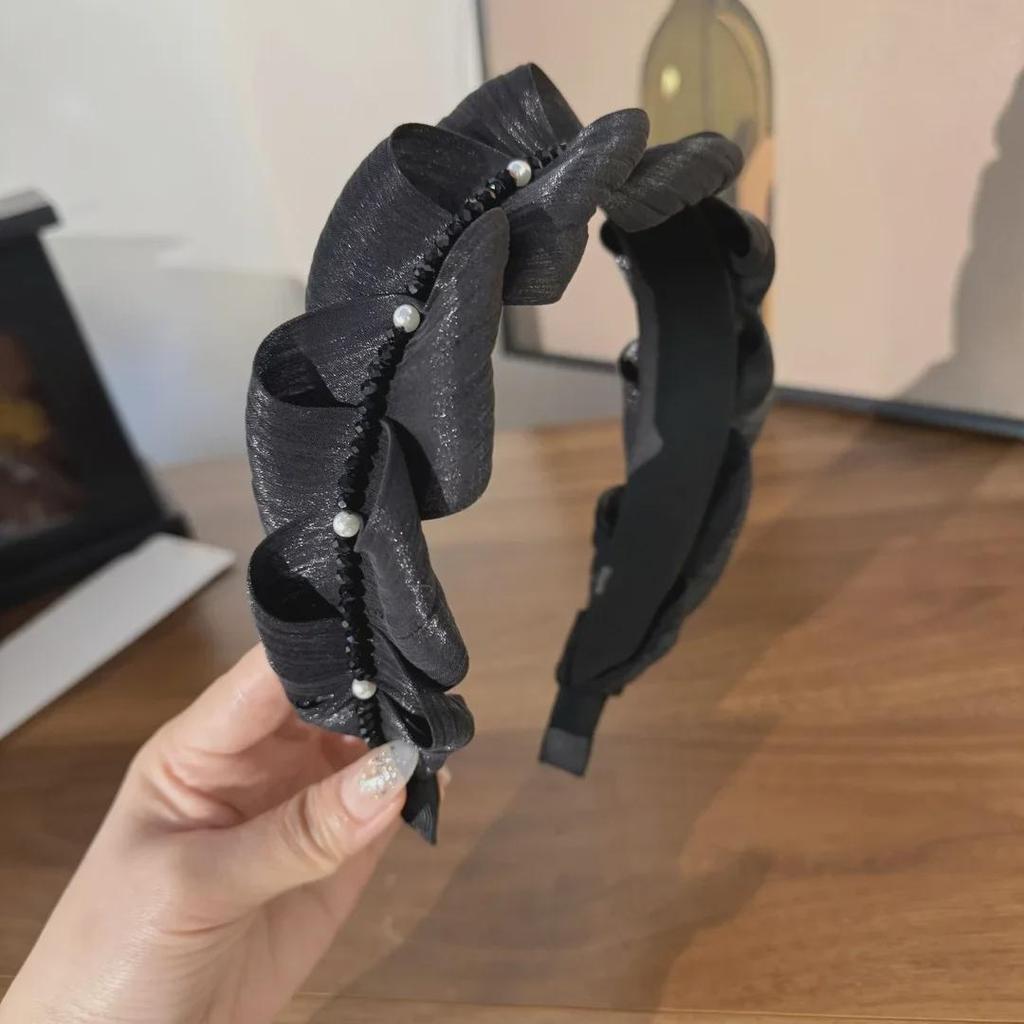 Elegant Black Braided Rhinestone Headband - Fashionable, Lightweight Accessory for Women