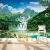 3D настенная роспись Природа Пейзаж Обои Зеленый горный водопад 3D настенная бумага Домашний декор для кабинета