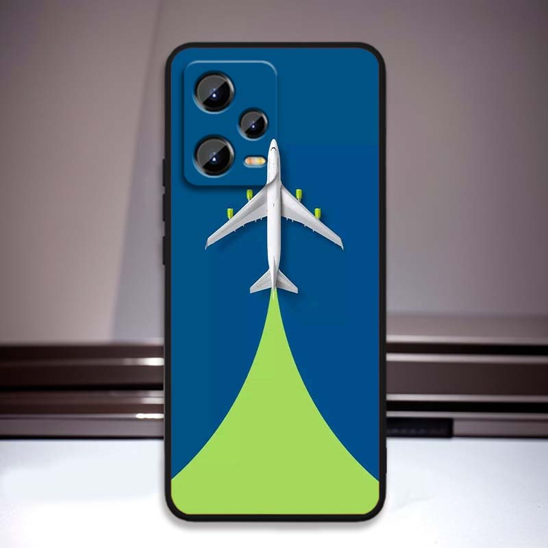 Модный рисунок самолета Для Xiaomi Redmi Note 15 14 13 12 12S 11E 11 11S Pro Plus 4G 5G Черный Мягкий ТПУ Чехол для телефона