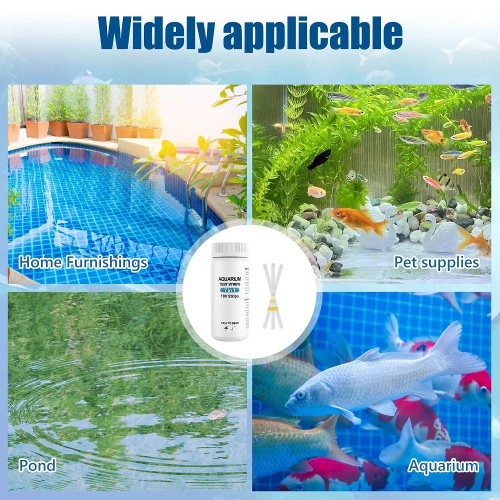 100Pcs 7 In 1 Aquarium Test Strips Multi-function Easy To Use Water Quality Test Strips Fish Tank Test Kit