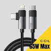 2 в 1 USB Type C кабель 65 Вт PD быстрая зарядка провод Type C к Lightning кабель для iPhone 15 14 Pro Max MacBook iPad Xiaomi