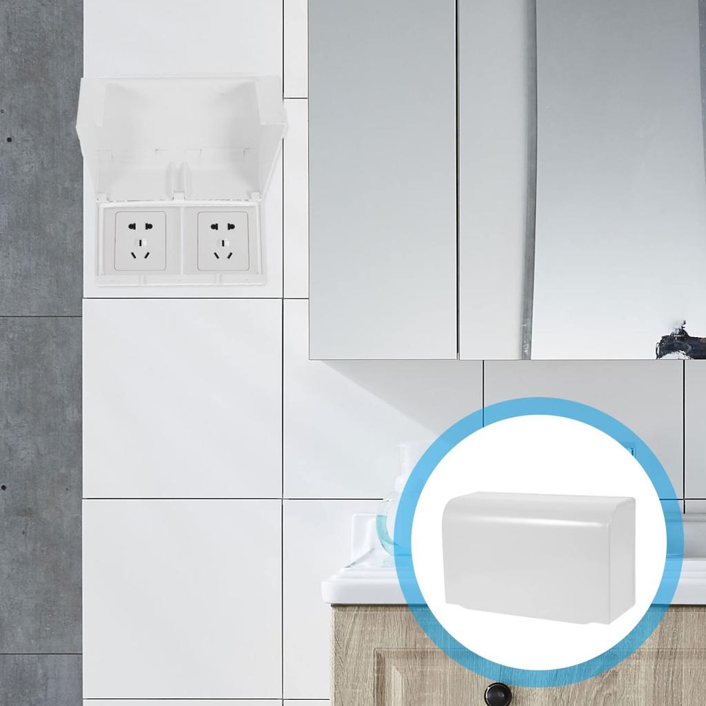 JECOMPRIS Большая водонепроницаемая крышка для розетки с 2 рядами, Защитная крышка для выключателя, Настенная розетка 86 дюймов, Водонепроницаемый бокс, Прозрачный (белый)