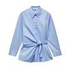 Spring New Women's Clothing Lapel Long Sleeves Double Breasted Poplin Shirt 9479306 9479242 9479282