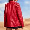 Handmade Lambskin  Leather Red Party Stylish Blazer Women Designer Formal Real