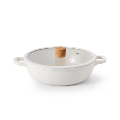 SENSARTE IH Газовая настольная кастрюля Sukiyaki Deep Easy to Glass lid Oden Двуручная кастрюля, 24 см, Керамика, совместимая, совместимая, кастрюля, кастрюля, Универсальная, Варить, Выпекать,