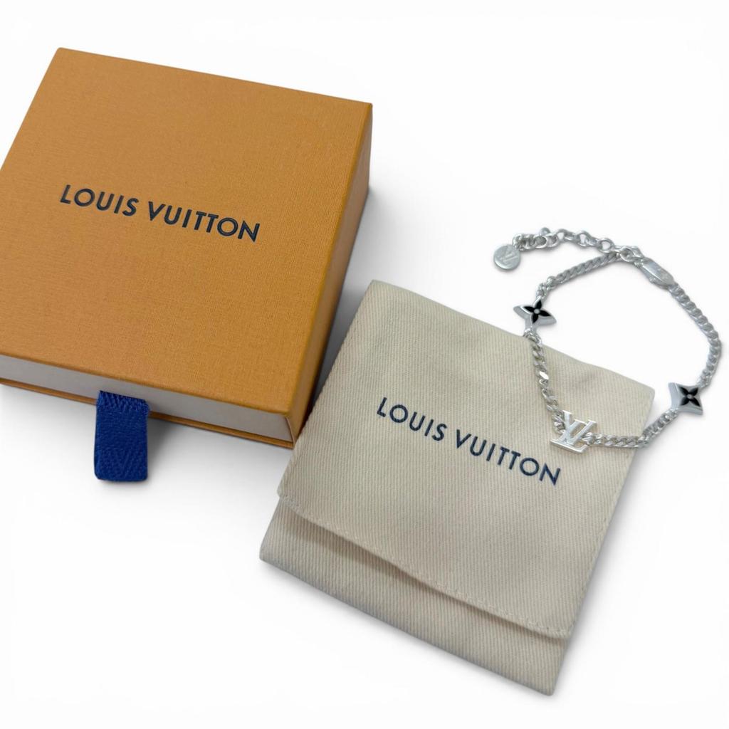 Great LOUIS VUITTON bracelet LV Spike Monogram flower Silver AG925 Used
