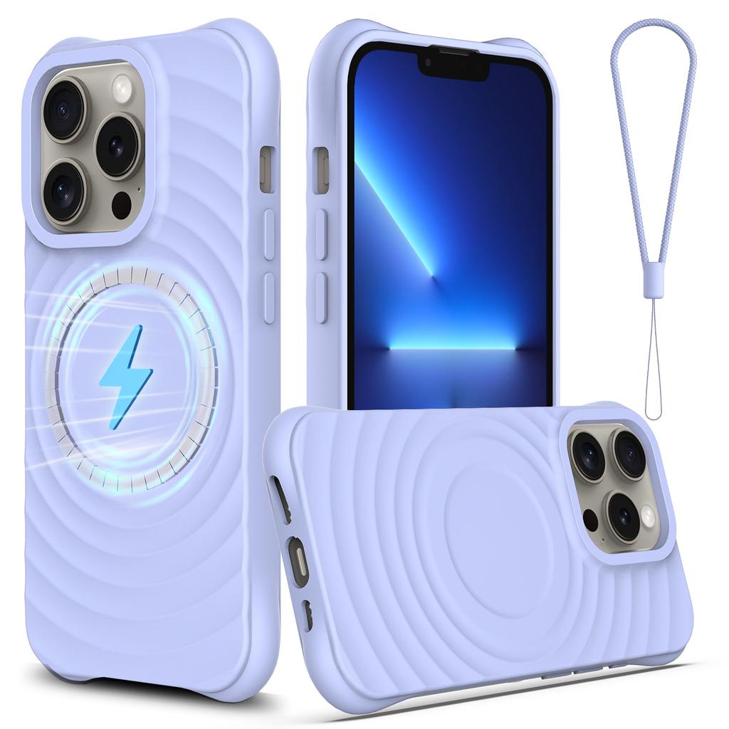 Для iPhone 13 Pro Max Магнитный чехол Текстурированный чехол из жидкого силикона для телефона с ремешком