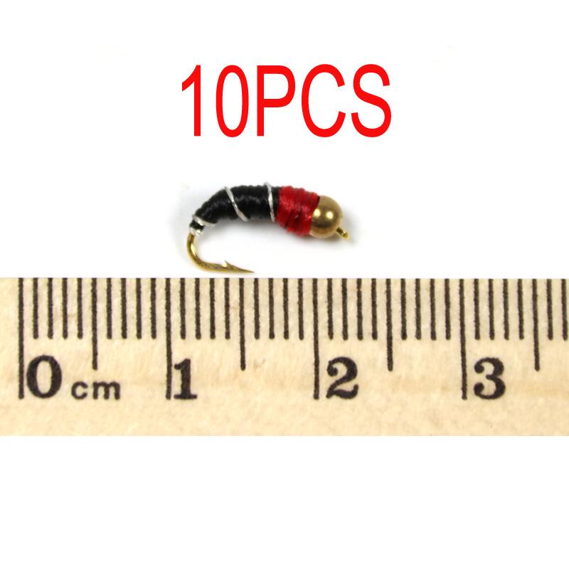 10pcs Copper Beadhead Nymph #14 Black Trout Buzzers Trout Lures Dry Fly Fishing Trout Flies