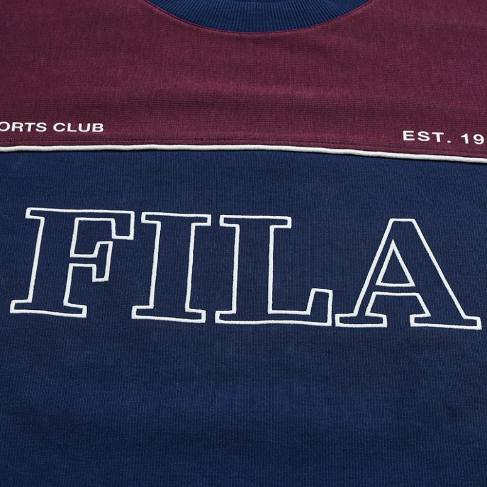 Fila Оригинальный Модный Тренд Классический Ретро Спортивный Повседневный Удобный Мягкий Свитшот с Круглым Вырезом Свободный Свитшот Мужской свитшот Темно-Синий F11M619222FNV