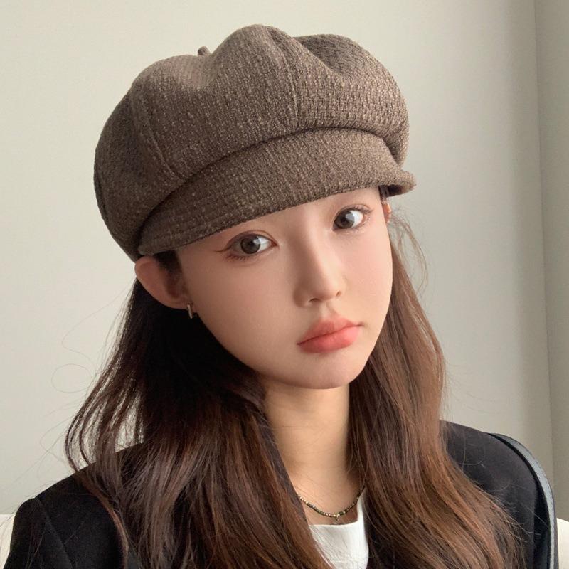 Осенне-зимняя новая женская шляпа, однотонная универсальная восьмиугольная шляпа, маленькая тыквенная шляпа