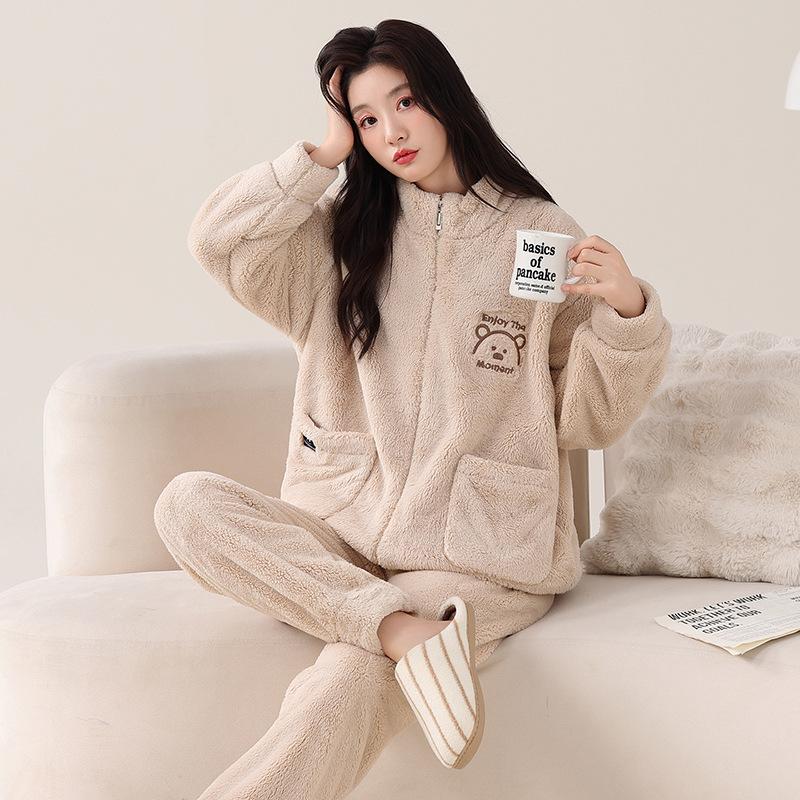 Пары пижам из кораллового флиса, осенне-зимние, утолщенный флис, теплый фланель, милая домашняя одежда для мужчин и женщин