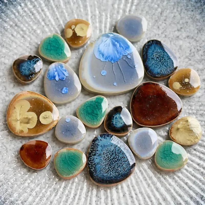 100g DIY Ceramic Mosaic Tiles Glass Leaf Petal Shape Handmade Ornaments Tiles Wall Crafts Crystal for Decorative Material Cerh1