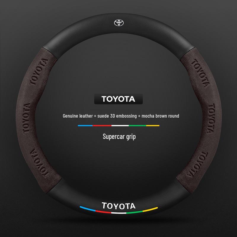 Чехол на руль Toyota Ling Shang 21-24: Всесезонная универсальная крышка ручки из натуральной замши, кожи, с ручкой из углеродного волокна