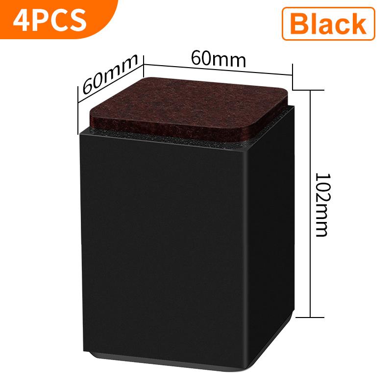 4PCS Carbon Steel Furniture Riser Beg Leg Raiser Adds Height To Heavy Furniture Round Square Sofa Chair Table Feet Riser Black