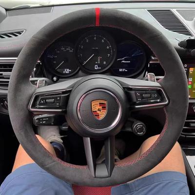 Для Taycan Boxste Panamera Macan Cayenne 718 971 Сделай сам Ручная прошивка Высококачественная Нескользящая Замшевая Накладка на Руль Автомобиля