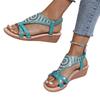 Women's Rhinestones Wedge Sandals Comfortable Med Heels Gladiator Shoes Woman Bohemian Style Summer Beach Sandalias Mujer 2025
