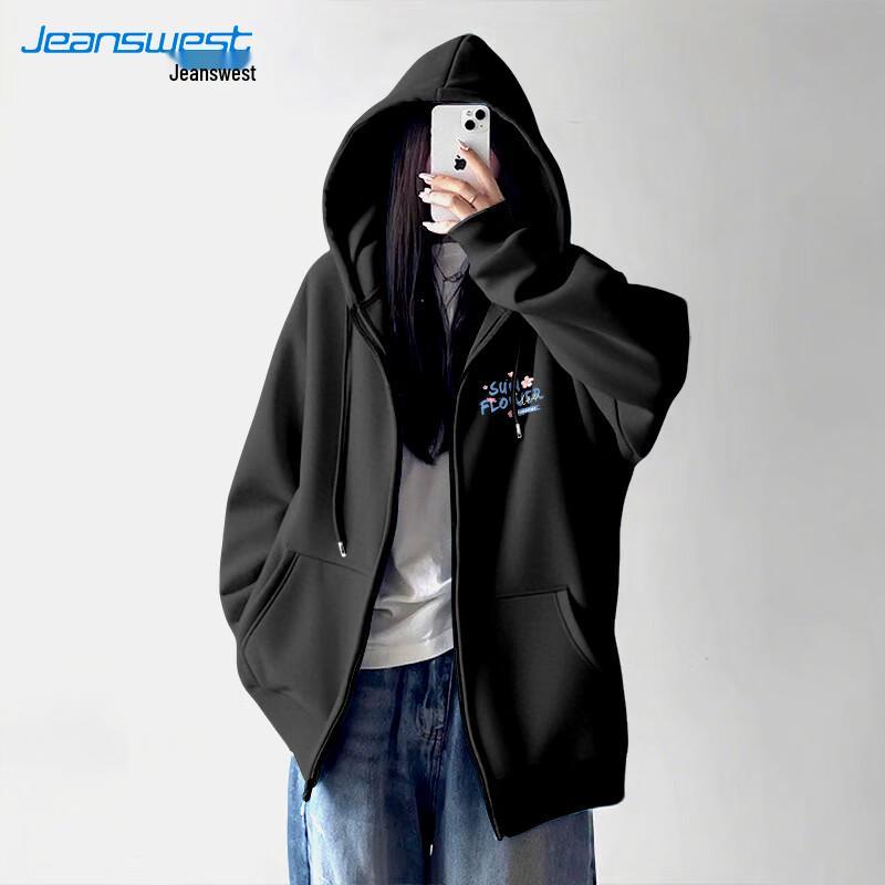 Женская толстовка с капюшоном и цветочным принтом Jeanswest свободного кроя
