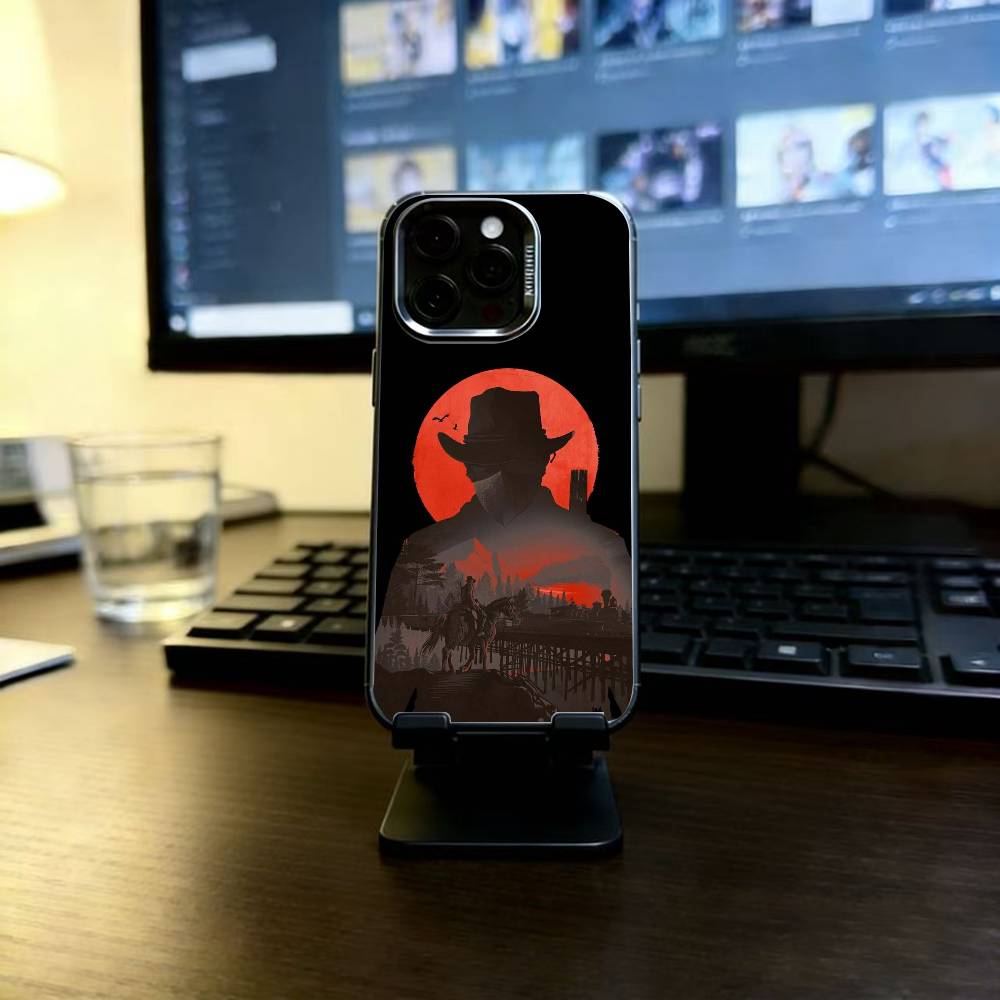 Чехол для телефона Red Dead Redemption 2 (RDR 2) для iPhone 17, 16, 15, 14, 13, 12, 11 Plus, Pro Max, XS, Цветной Серебристо-Черный Чехол