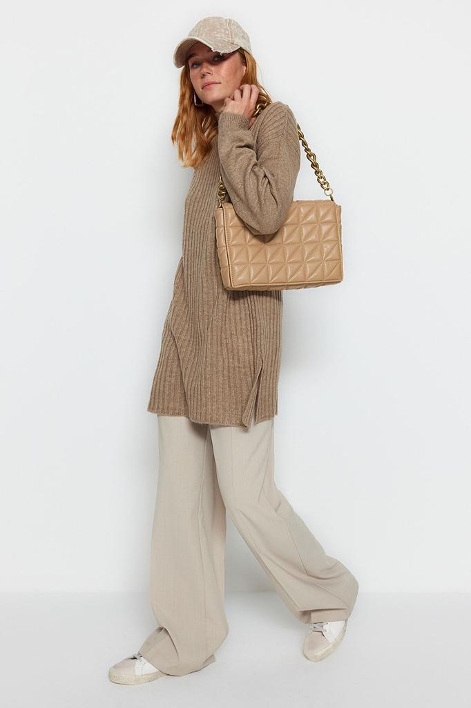 Женский модный стильный свитер в хиджабе, норковый вельветовый трикотаж с высоким воротником, свитер