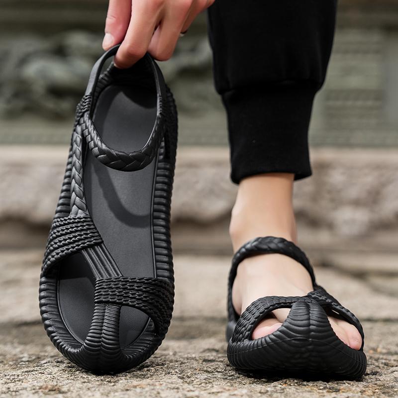 Мужская летняя повседневная обувь, легкая, удобная, модная, с открытым носком, плоская, пляжная, домашняя мужская обувь, дизайнерская, новая