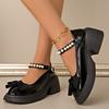 Fashion Mary Jane Shoes Women Spring New Fashion Sweet Bow Platform Platform Block Heel Pearl Versatile Single Shoes