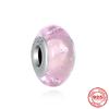 New S925 Sterling Silver Plated Pink Red Green Blue Murano Glass Bead Charm Fit Original  Bracelet DIY Jewelry For Girl