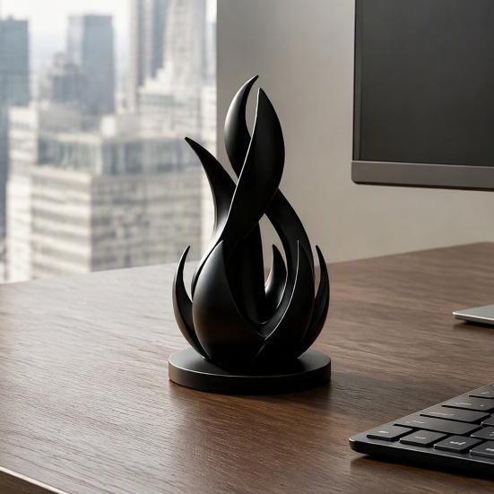 Modern Sculpture for Living Room 3D Printed Abstract Flame Sculpture, Minimalist Twisted Art Decorative Soft Furnishing Item Statue Desk And