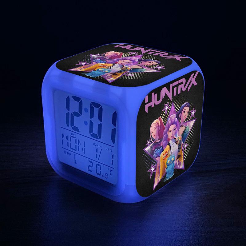 KPop Demon Hunters Cartoon Anime Rumi Mira Zoey Alarm Clock Night Light Student Fashion Personalized Bedside Electronic Clock