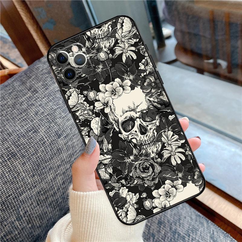 Готический Модный Чехол для Телефона с Черепом для iPhone 11 12 13 14 15 16 Pro Max 12 13 Mini X XR XS MAX 14 Plus Чехол