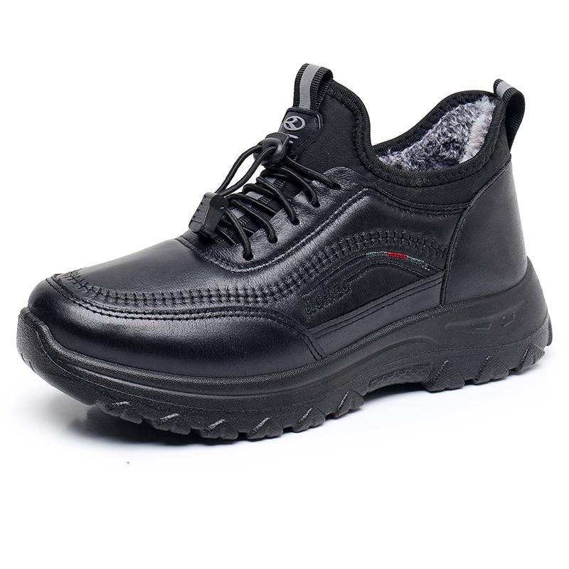 Женская зимняя теплая обувь на флисовой подкладке, женские кроссовки на шнуровке из искусственной кожи с меховой подкладкой, уличная зимняя обувь с нескользящей подошвой