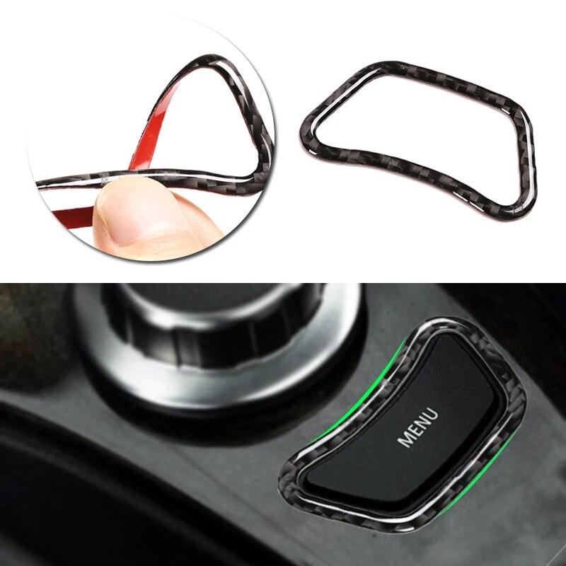 Car Styling Real Carbon Fiber Auto Interior Center Control MENU Button Frame Cover Trim For BMW 5 Series E60 E61 2004-2010