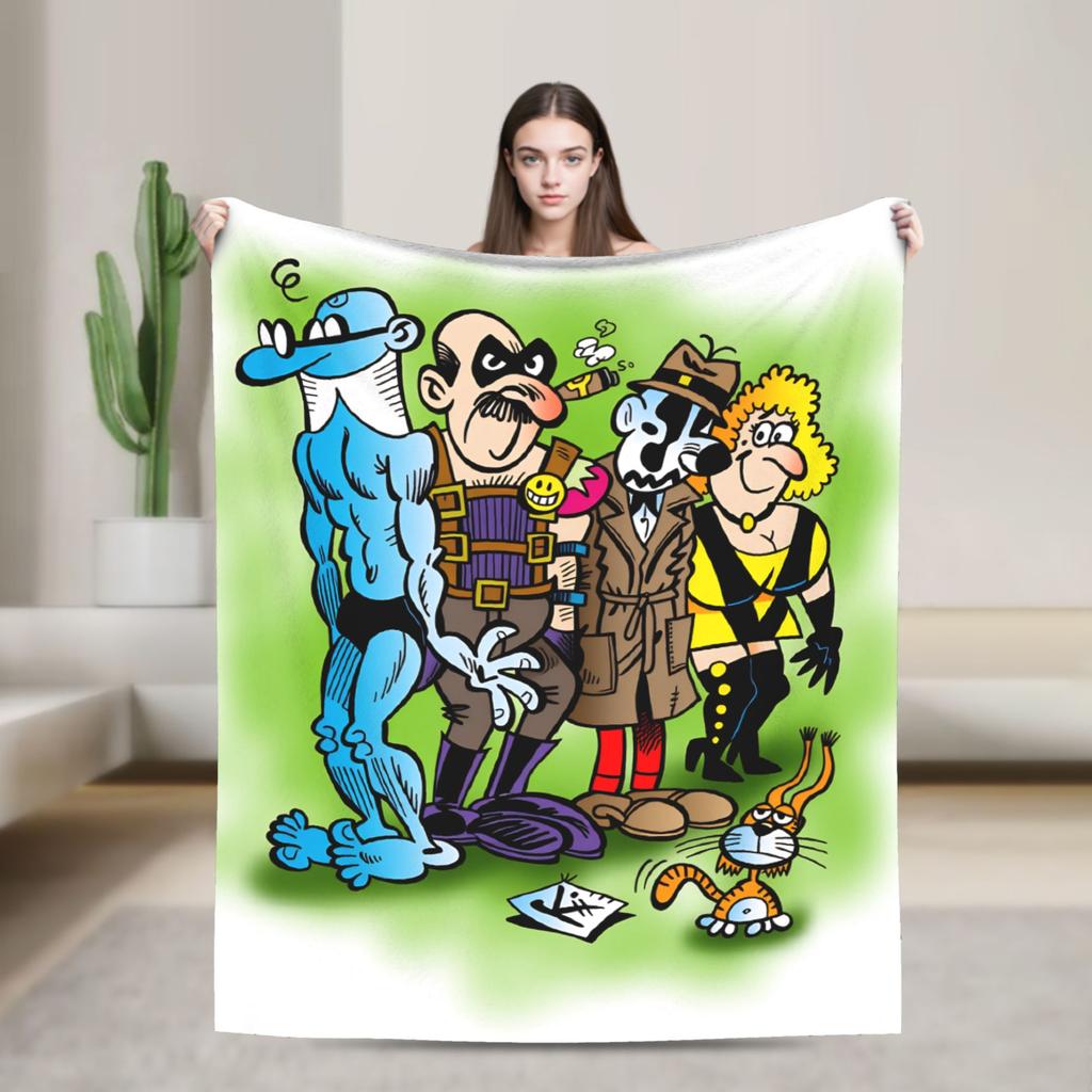 Mort & Phil Mortadelo y Filemón Blanket Warm Soft Novelty For Living Room Airplane Travel Flannel Bedspread Bed Cover