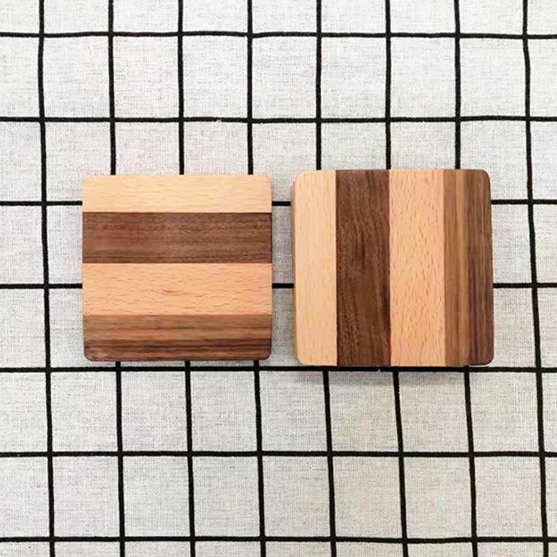 Набор деревянных подставок для чая и кофе с гравировкой, креативными изоляционными прокладками и подносами