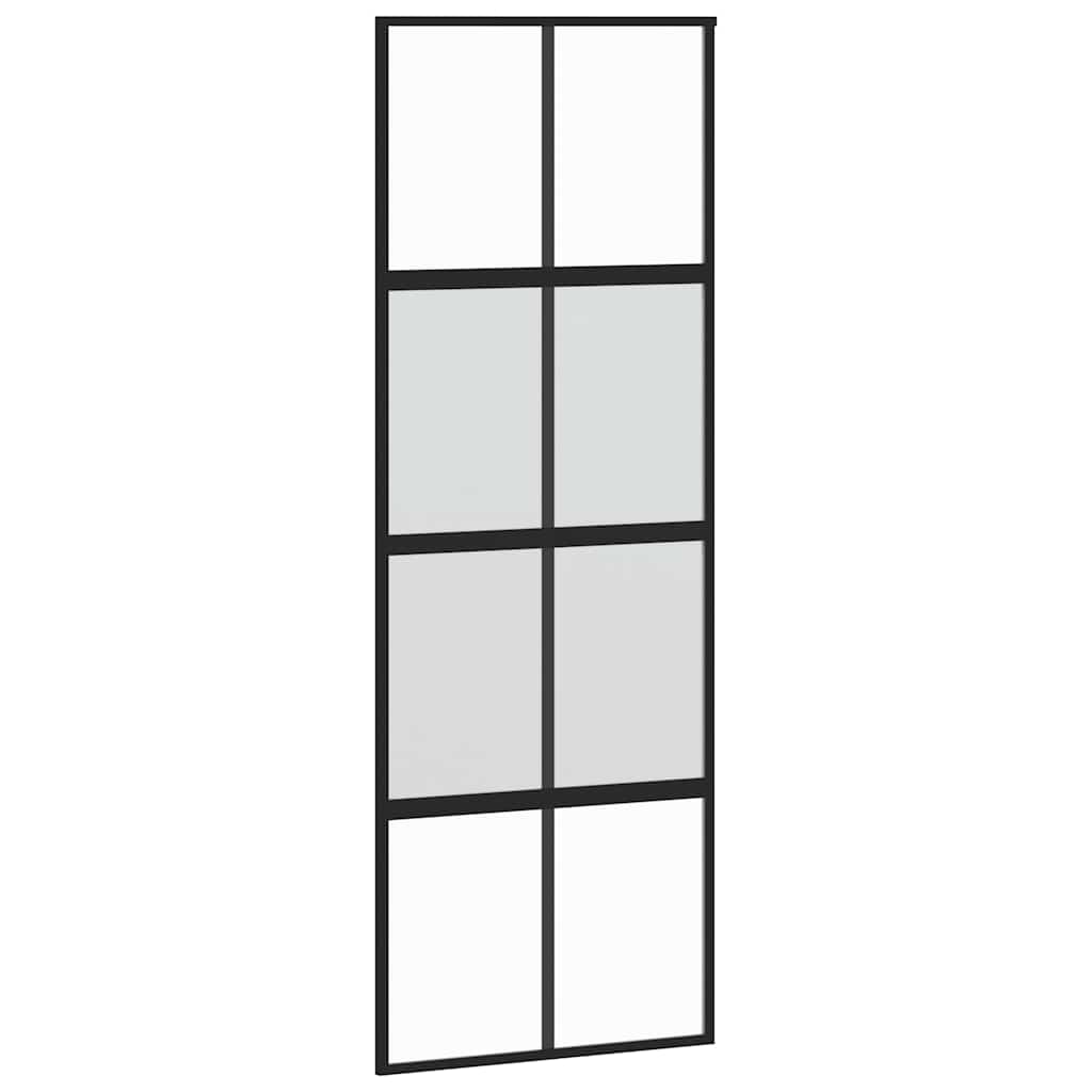 Vidaxl Drzwi Przesuwne, Czarne, 76X205 Cm, Szkło Hartowane, Aluminium