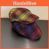 Retro Check Pattern Flat Cap For Casual Fall And Winter Wear