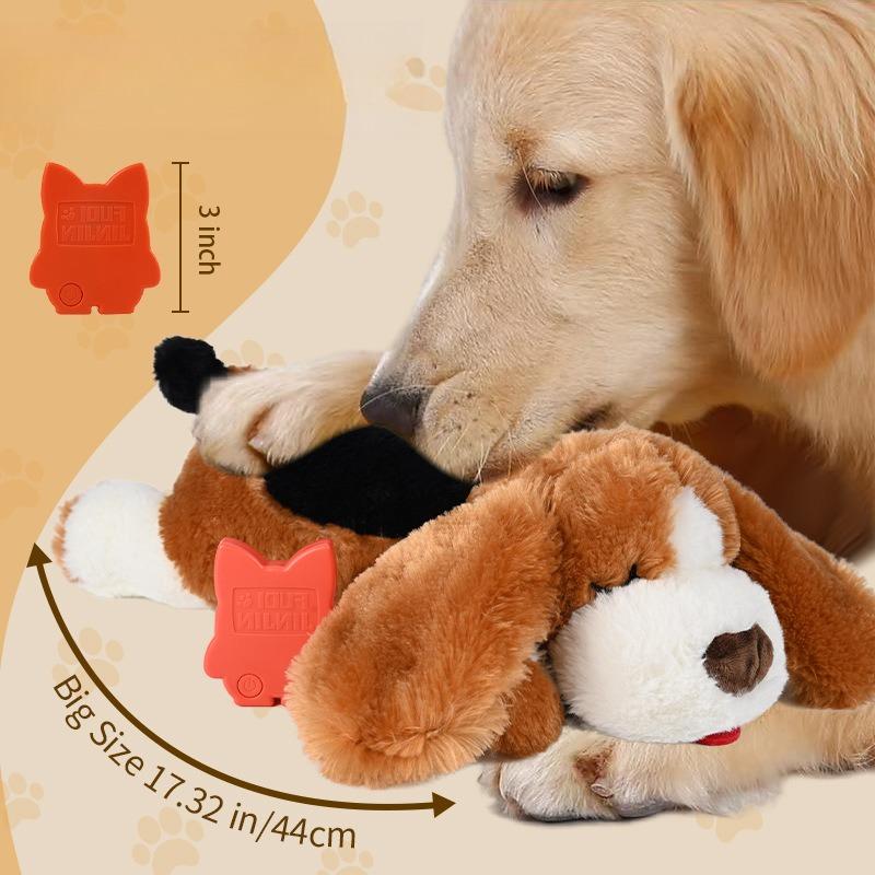 Puppy‑Shaped Heartbeat Simulation Plush Dog Toy Detachable Cover Anti‑Anxiety Calming Sleep Companion Toy for Puppies Medium Large Dogs