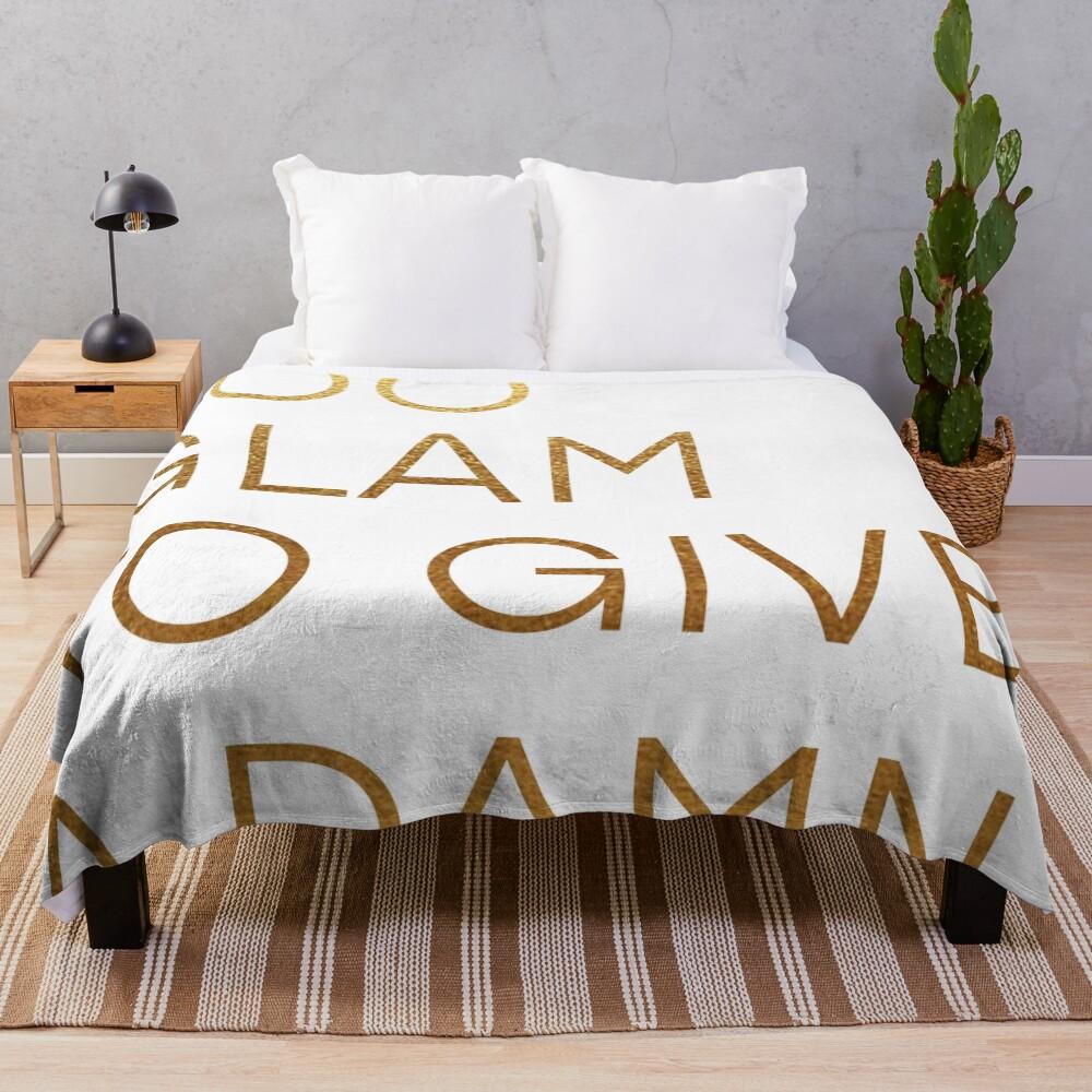 TOO GLAM TO GIVE A DAMN golden metallic Throw Blanket
