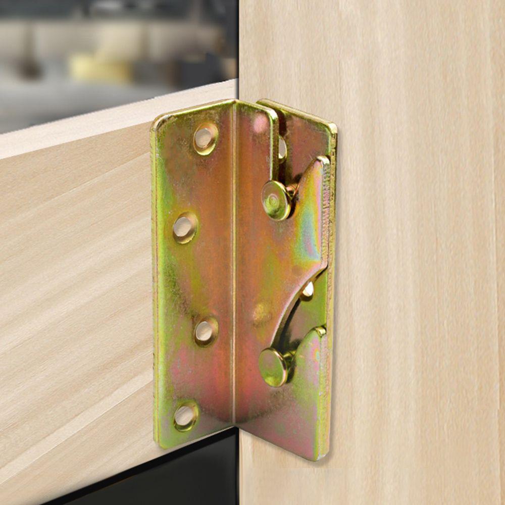 4 шт. Угловые соединители для мебели, фиксированные крюки для кроватных царг, крепежные элементы, кроватные петли, защелкивающиеся соединители