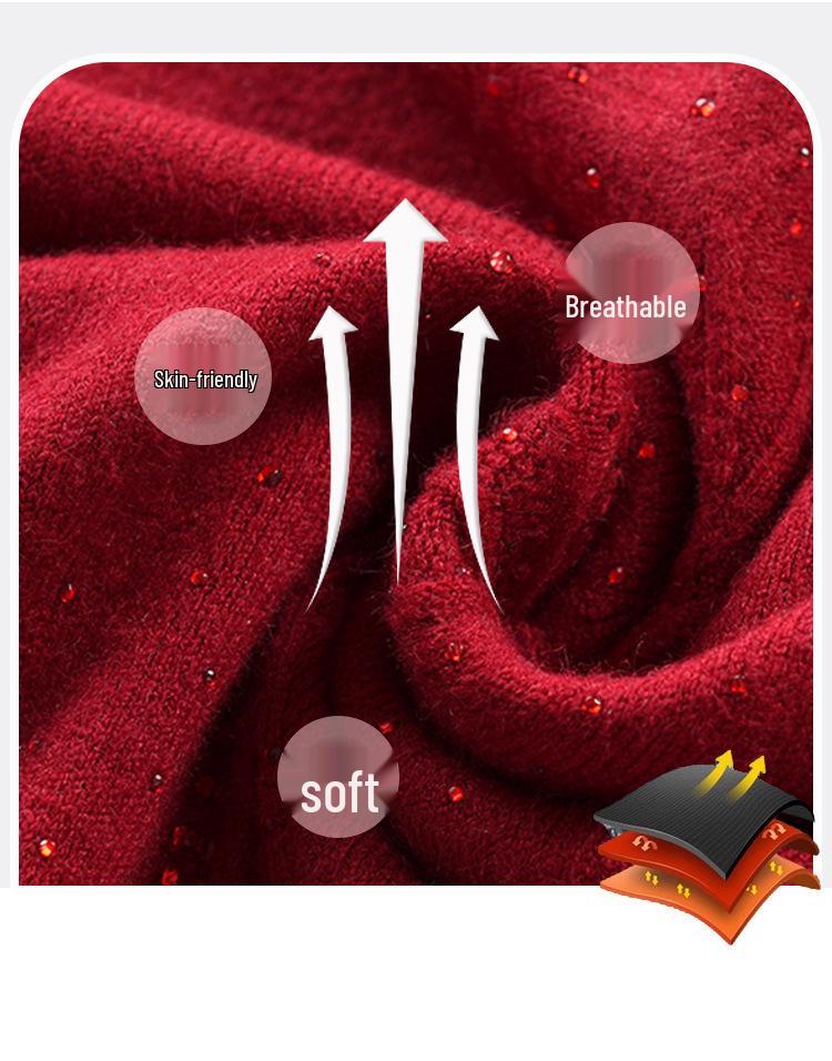 Женский осенне-зимний топ с полувысоким воротником: Новый эластичный свитер однотонной расцветки для людей среднего и пожилого возраста