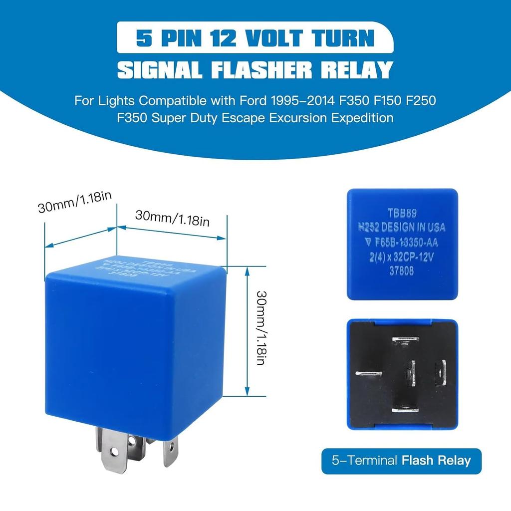 5 pin 12 Volt Turn Signal Lights Flasher Relay Fit for Ford 1995-2014 F350 F150 F250 F350 Super Duty Escape Excursion Expedition Replaces#