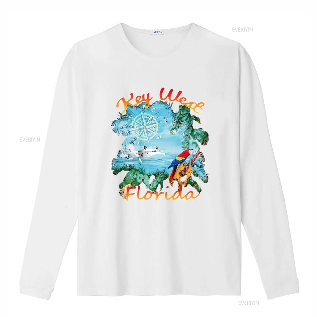 Mens Key West Island Music T Shirt White 2XL vintage Washed Versatile Casual Soft Unisex Comfortable designer clothes graphic