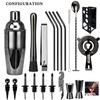20pcs Black/Rose Gold/Silver 800/750/600ml Boston Shakers Bartender Kit Cocktail Shaker Set Bar Tools Stand Cocktail Recipe