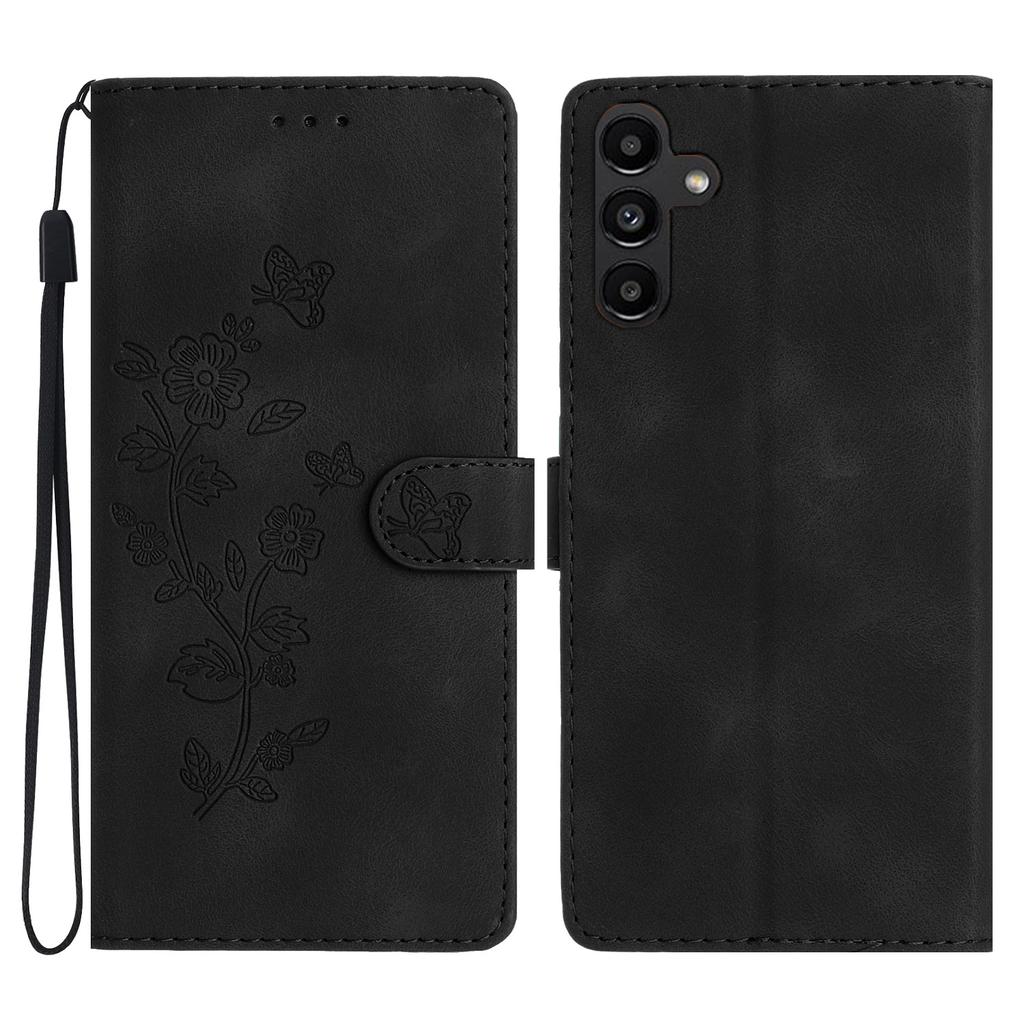 For Samsung Galaxy A15 5G Case Slim-Fit Leather Imprinted Flower Phone Cover with Stand and Wallet