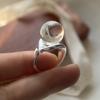 925 Silver Rings for Women Couple Minimalist Handmade Big Ball Ring Fine Jewelry Birthday Gift Prevent Allergy