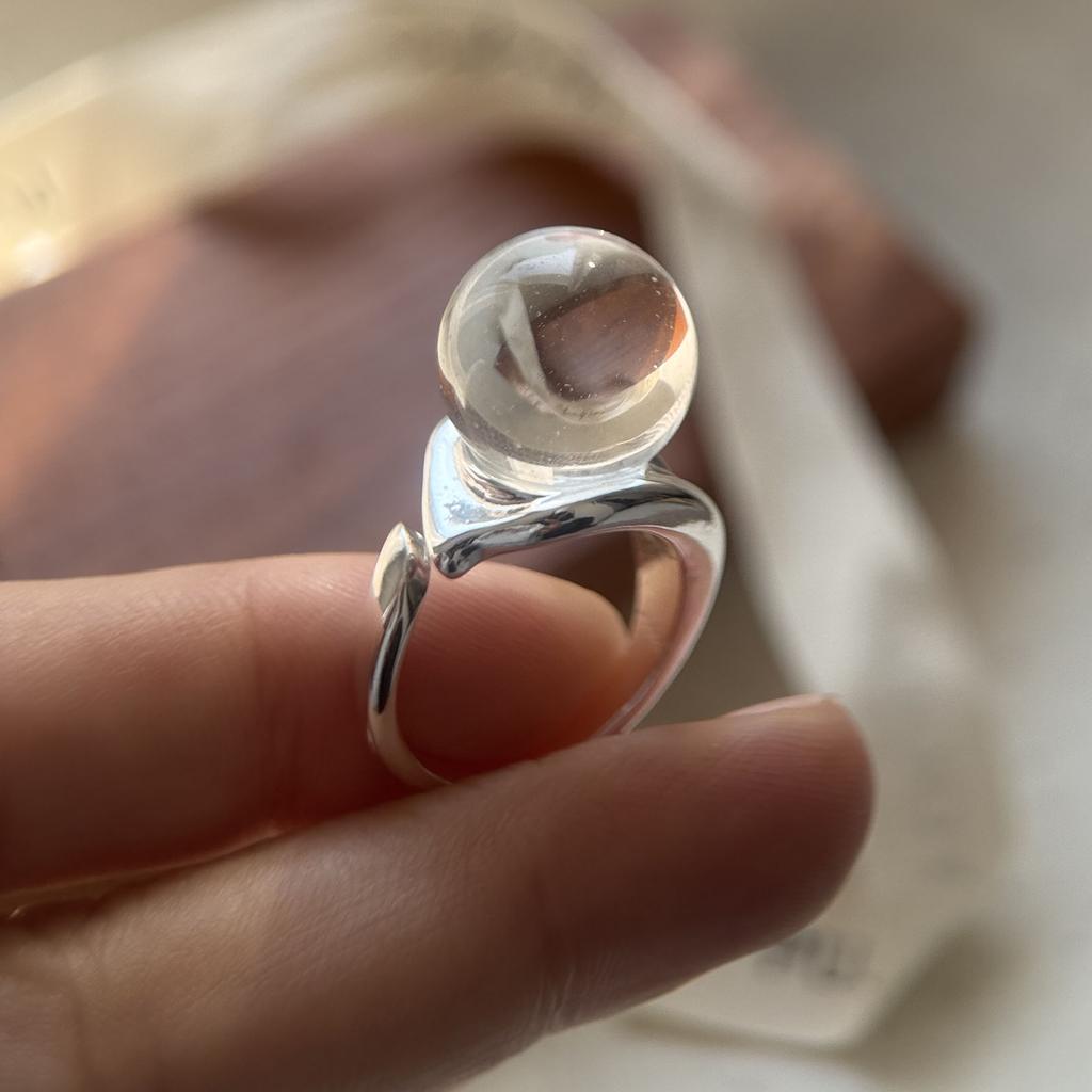 925 Silver Rings for Women Couple Minimalist Handmade Big Ball Ring Fine Jewelry Birthday Gift Prevent Allergy