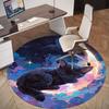 1pc Cosmic Kitty Round Chair mat Area Rug - Non-Slip, Floor Mat for Office, Bedroom, Ideal home decor Christmas Gift p0811479