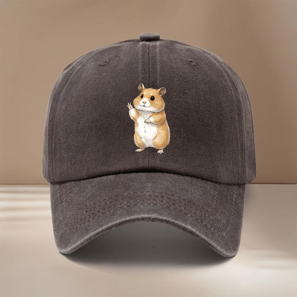 Hamster pattern baseball cap adjustable size peaked cap men and women same style simple trendy curved brim hat