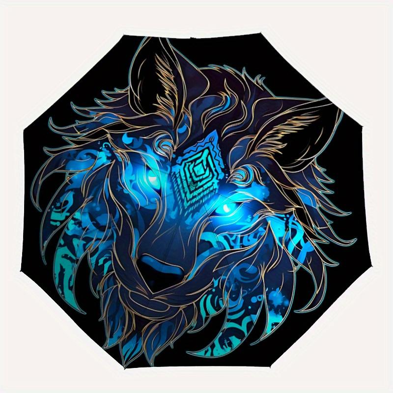 1pc Wolf Head Automatic Open/close Folding Umbrella, Compact Portable Travel Umbrella,Durable Construction yy250814157