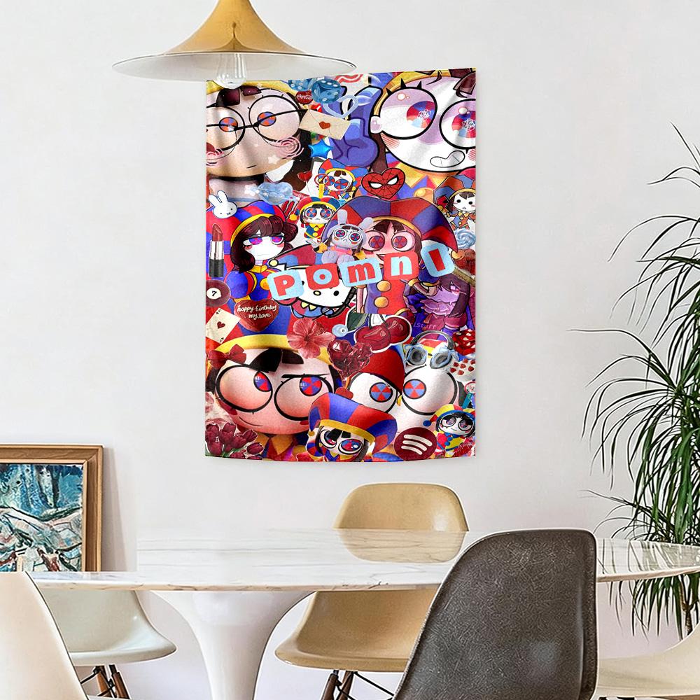 Digital Circus Wall Decor Tapestry Art For Pet Memorial Birthdaywedding Party Backdrop Family Gift
