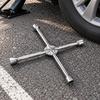 Cross-Shaped Wheel Wrench Chrome-Finished Tire with Four Socket Arms